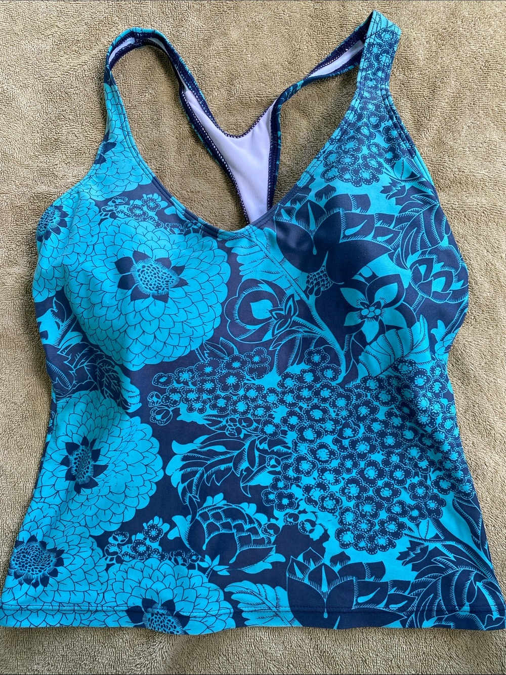 Patagonia Racerback Tankini in Teal and Blue